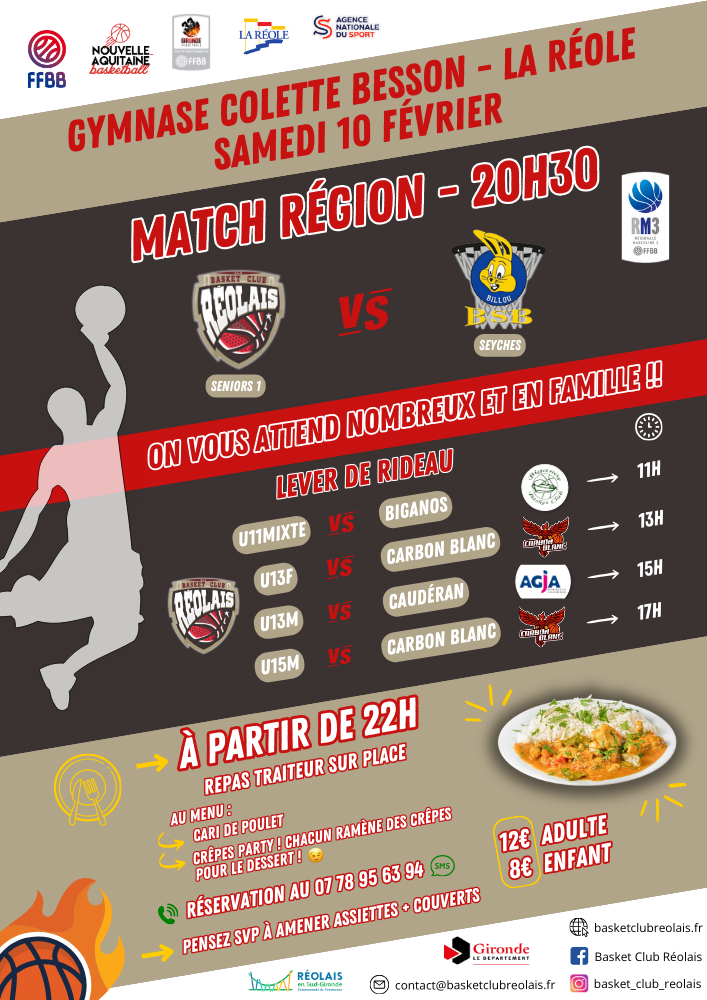 Matchs Basket Région + Repas