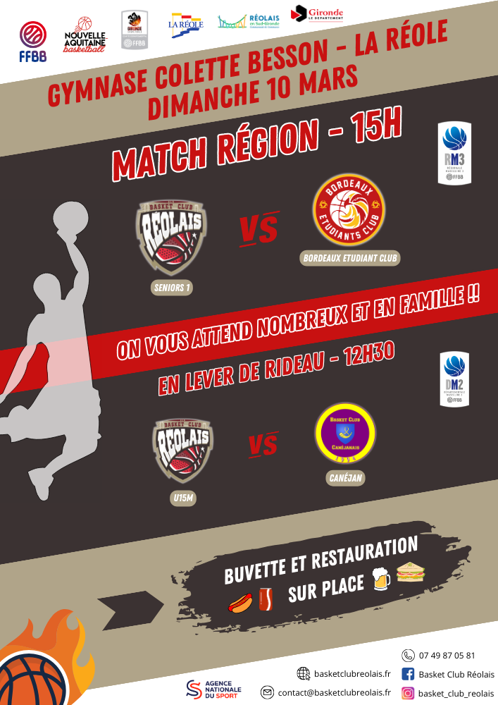 Matchs Région Basket La Réole