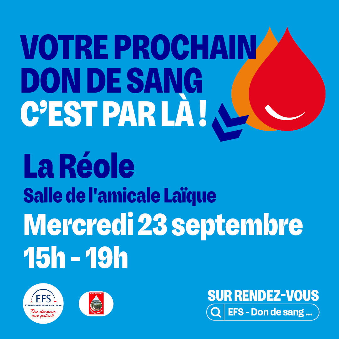 🩸 𝗗𝗼𝗻 𝗱𝘂 𝘀𝗮𝗻𝗴 La Réole – 𝗠𝗲𝗿𝗰𝗿𝗲𝗱𝗶 𝟮𝟯 𝘀𝗲𝗽𝘁𝗲𝗺𝗯𝗿𝗲